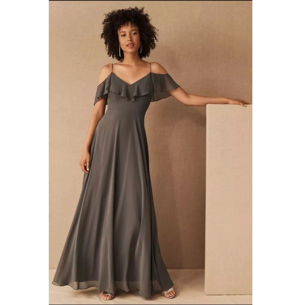 NWT Anthropologie Jenny Yoo Mila Convertible Dress in Charcoal